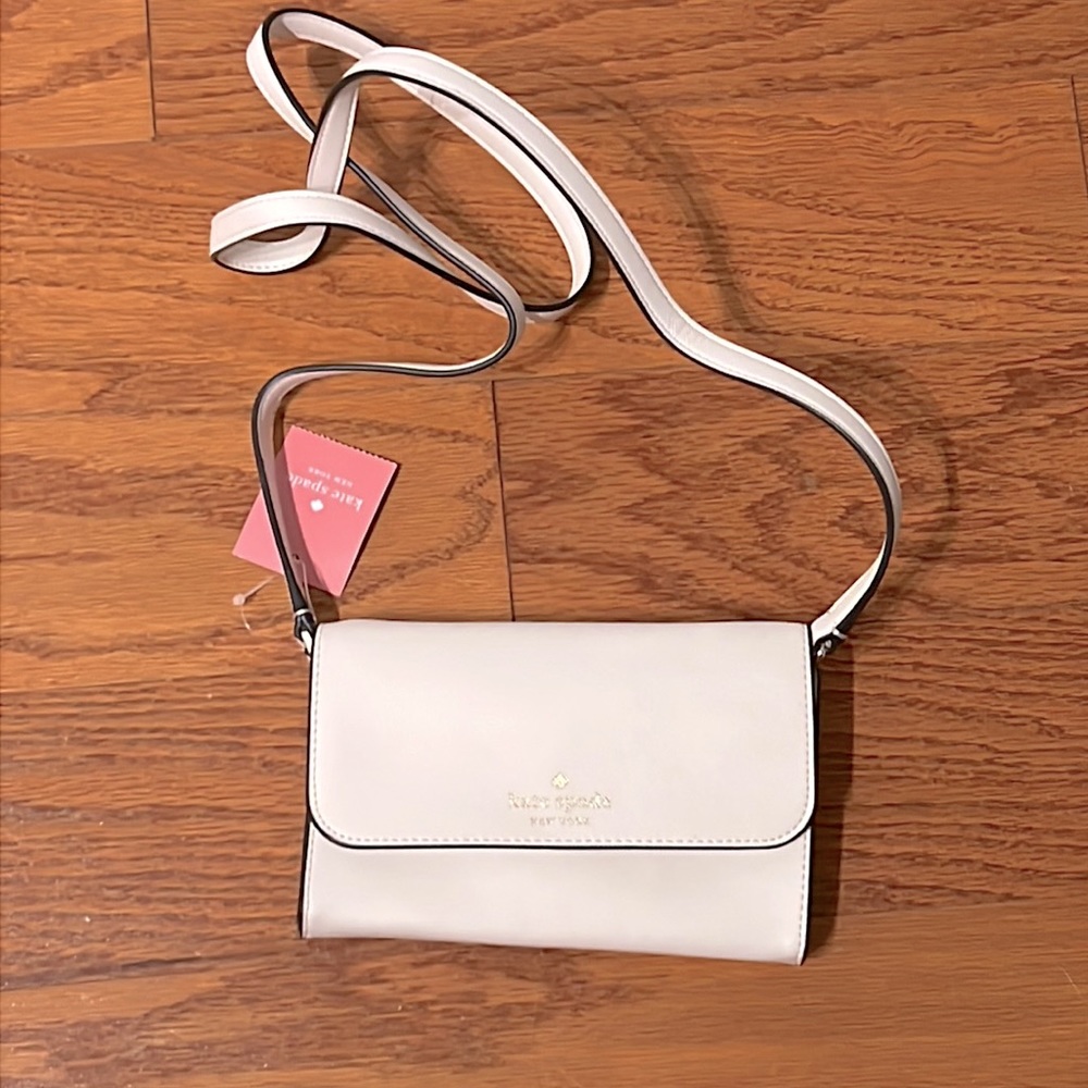 Kate Spade Leather Cream White Crossbody Clutch